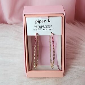 Piper K Pink and Gold Ombre Hoop Earrings